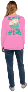Simply Southern Long Sleeve Tee--Roots--Flamingo