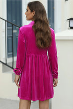 Load image into Gallery viewer, Rose Long Sleeve Ruffle Velvet Button Up Dress
