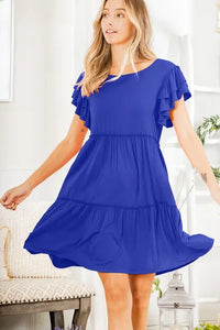 Take Flight--Butterfly Sleeve Tiered Dress