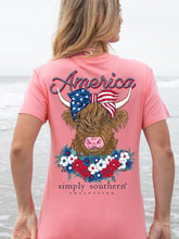 Load image into Gallery viewer, Simply Southern Short Sleeve Tee--American Cow--Conch
