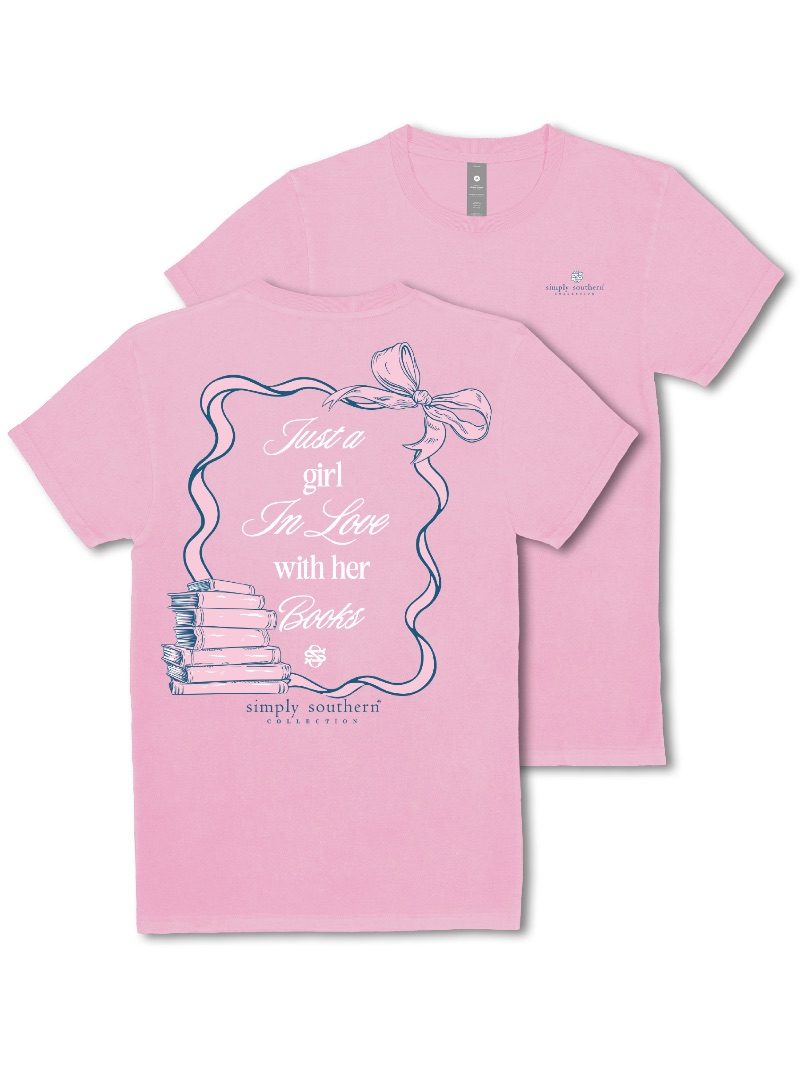 Simply Southern Short Sleeve Tee--BookLove--WshPnk