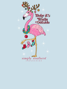 Simply Southern Short Sleeve Tee--Flamingo Christmas--Sky