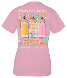 Simply Southern Short Sleeve Tee--TEACH--Petal