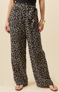 Animal Print Casual Pants--Black/Khaki