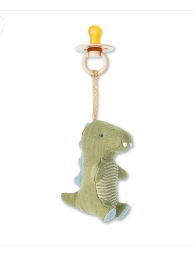 Itzy Ritzy Bitzy Pal  Natural Rubber Pacifier & Lovey - Dino