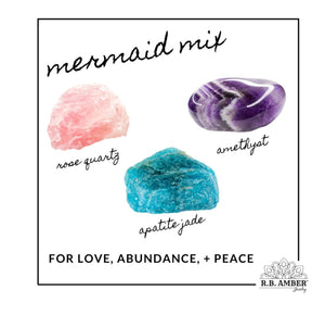 Kids | Mermaid Mix + Raw Cognac Amber Necklace - 10-11 inch