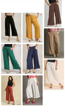 Load image into Gallery viewer, Umgee Linen Blend-Wide Leg Pant with Elastic Waist, Pockets, and Frayed Hem
