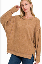 Load image into Gallery viewer, Brushed Melange Hacci Exposed Seam Sweater W/ Side Slits
