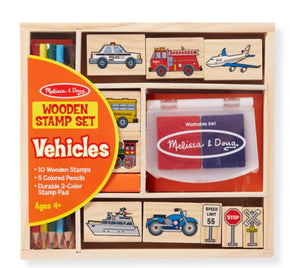 Melissa & Doug Wooden Stamp Set - Vehicles