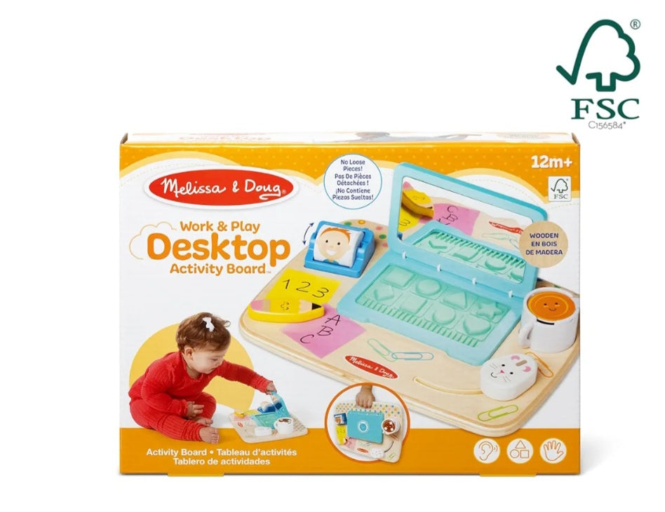 Melissa & Doug Wooden Work & Play Desktop Activity Board Infant and Toddler Sensory Toy - FSC Certified