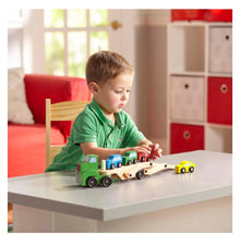 Load image into Gallery viewer, Melissa &amp; Doug Car Carrier Truck &amp; Cars Wooden Toy Set
