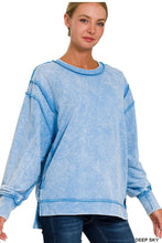 Load image into Gallery viewer, Plus Acid Wash French Terry Exposed Seam Sweatshirt
