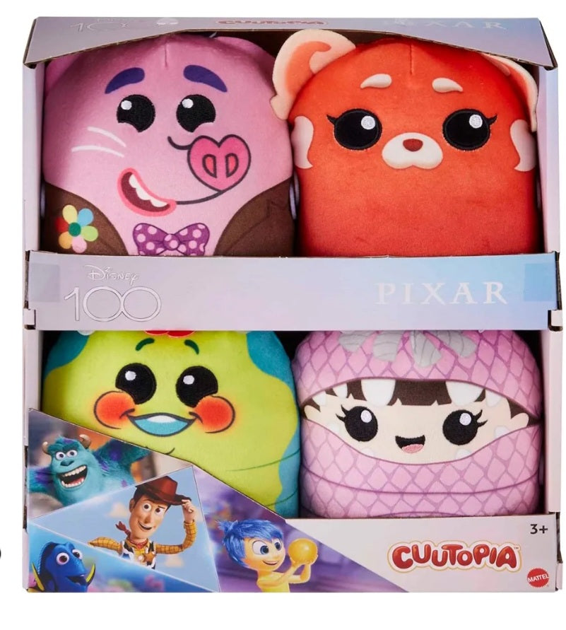 Disney100 Pixar Pals Cuutopia Plush Toys 4-Pack, Collectible