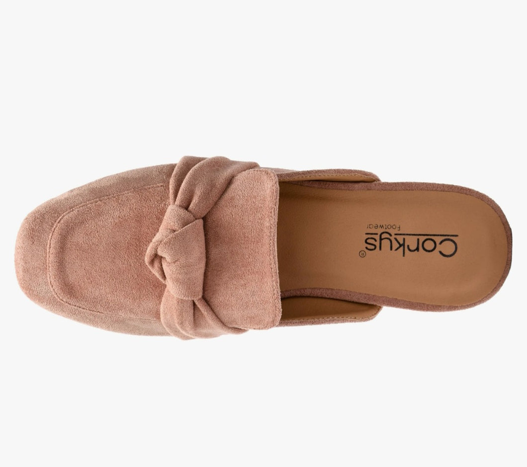 Corky's Clingy Mule Sandals - Blush Faux Suede