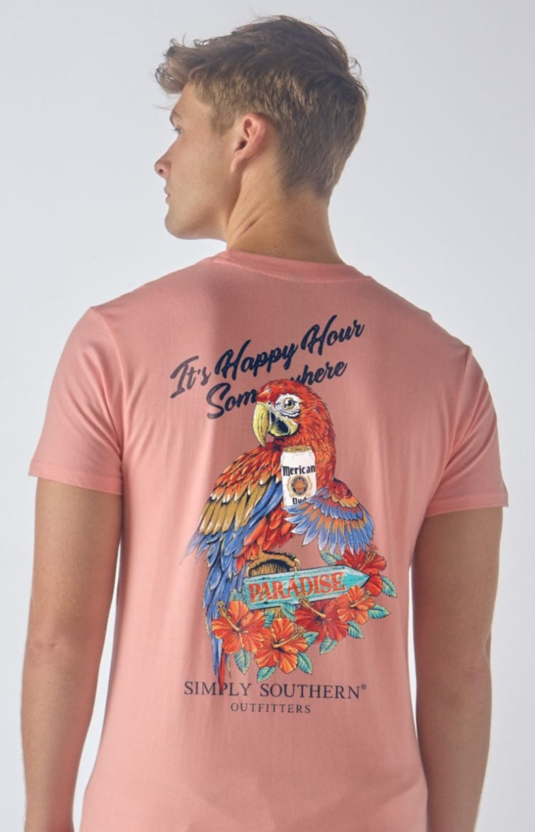 Simply Southern Short Sleeve Tee  - Happy - Peach