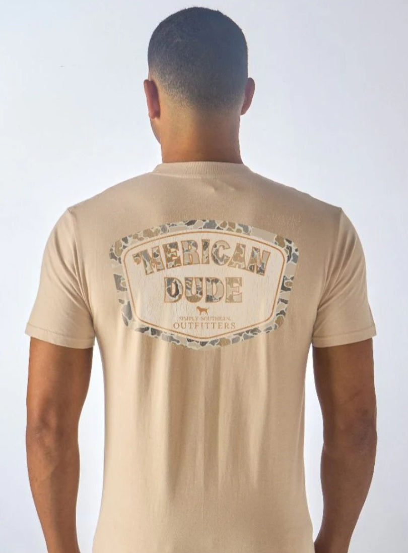 Simply Southern Short Sleeve Tee  - Camo Logo - Khaki