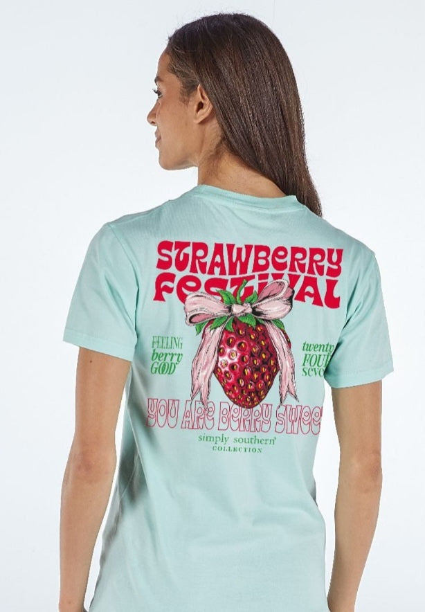 Simply Southern Short Sleeve Tee-Strawberry-Mint