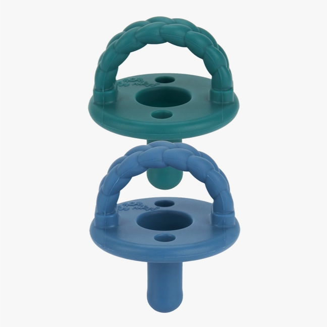 Itzy Ritzy-Sweetie Soother™ Pacifier Sets (2-pack)  Deep Sea + Denim Braids