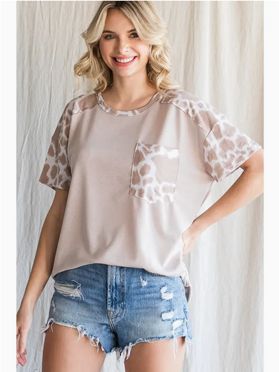 Animal Print Short Sleeve Top