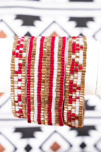 RED MULTI-COLOR NATALIA SEED BEAD BRACELET SET