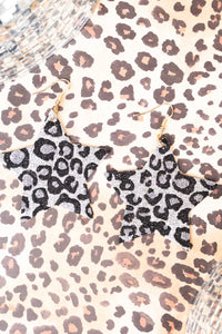 Superstar Silver Leopard Star Glitter Earrings