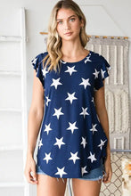 Load image into Gallery viewer, Ruffle Sleeve Navy Star Print Top
