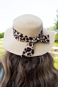 Cruise on By Leopard Banded Straw Boater Hat