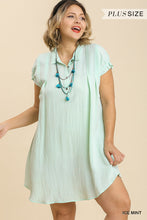 Load image into Gallery viewer, Umgee Plus Size--Snow Washed Pleated Short Sleeve Dress
