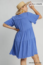 Load image into Gallery viewer, The Blue&#39;s--Umgee Linen Blend, A Line, Frayed Trim, Plus Dress
