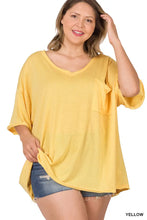 Load image into Gallery viewer, Plus Size Tri Blend Oversized Front Pocket Raw Edge Boyfriend Tee
