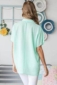 MINT FOR YOU--MINT COLLAR NECK SOLID TOP