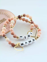 Load image into Gallery viewer, Mama and MINI Pink gold beaded stretch bracelet jewelry set
