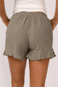 Ruffle Pocketed High Waist Shorts