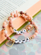 Load image into Gallery viewer, Mama and MINI Pink gold beaded stretch bracelet jewelry set
