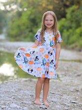 Load image into Gallery viewer, Halloween Cartoon Girls Pumpkin Print Milk Silk Dress
