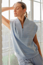 Load image into Gallery viewer, MODAL SCUBA STRIPE LUXE V-NECK SLEEVELESS TOP BY RAE MODE--FROST/CREAM STRIPE
