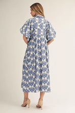 Load image into Gallery viewer, Jodifl-Denim Blue Puff Sleeve BOHO midi Dress
