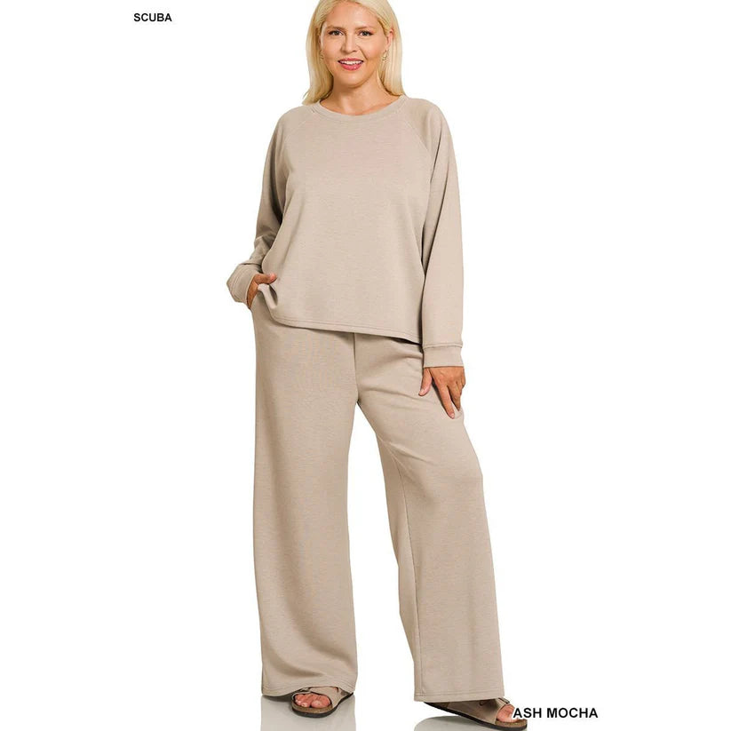 Plus Scuba Crewneck Pullover & Pants Set