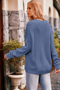 Loose Fit Pullover Sweater--Blue