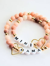 Load image into Gallery viewer, Mama and MINI Pink gold beaded stretch bracelet jewelry set
