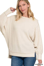 Load image into Gallery viewer, Brushed Melange Hacci Exposed Seam Sweater W/ Side Slits
