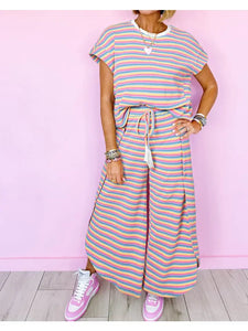 All About That Stripe-- Tee and Pants Set--Pink Stripe