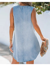 Load image into Gallery viewer, Summer Love--Chambray Light Wash Sleeveless Dress
