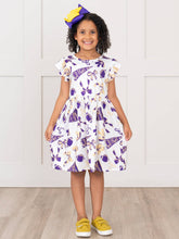 Load image into Gallery viewer, Go Team Flutter Swing Dress - Purple &amp; Gold
