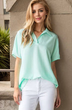 Load image into Gallery viewer, MINT FOR YOU--MINT COLLAR NECK SOLID TOP
