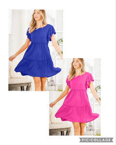 Take Flight--Butterfly Sleeve Tiered Dress