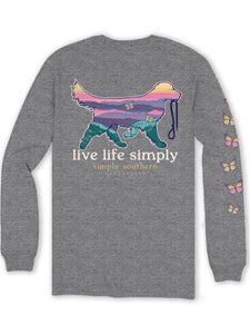 Simply Southern Long Sleeve Tee--SMPDOG--Heather Charcoal