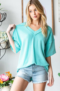Ribbed V Neck Top