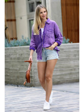 Load image into Gallery viewer, Mineral Washed Double Gauze Button Down Shirt--Violet
