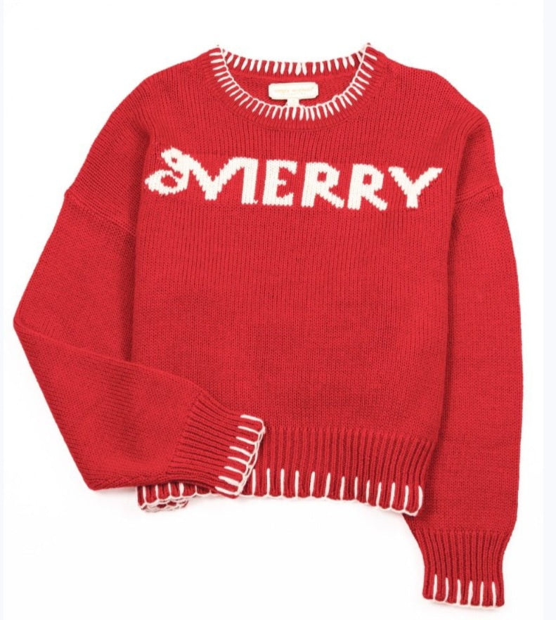 Simply Southern Imee Red Merry Sweater